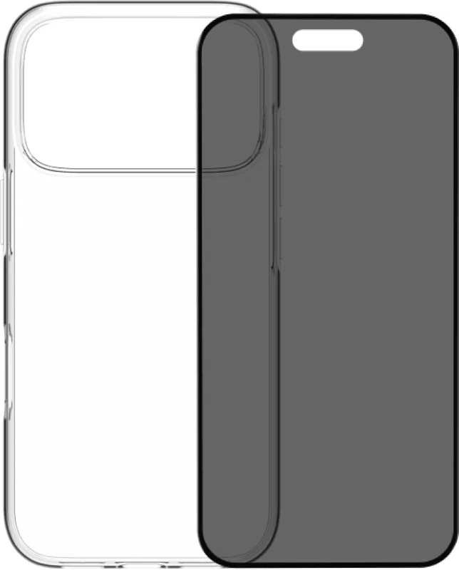 BlueBuilt Back Cover iPhone 17 Pro Transparant + BlueBuilt iPhone 17 Pro Privacy Screenprotector Glas