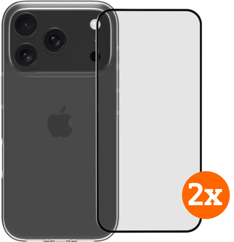 BlueBuilt Back Cover iPhone 17 Pro Transparant + Screenprotector Glas Duo Pack