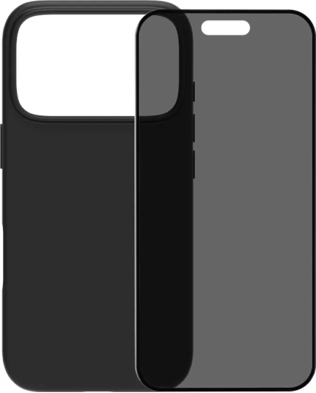 BlueBuilt Back Cover iPhone 17 Pro Zwart + BlueBuilt iPhone 17 Pro Privacy Screenprotector Glas