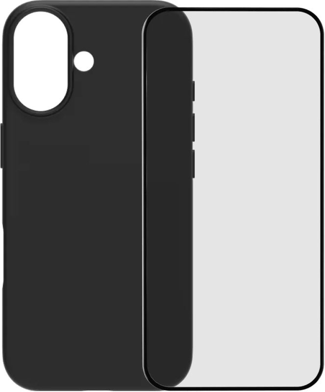 BlueBuilt Back Cover iPhone 17 Zwart + BlueBuilt iPhone 17 Screenprotector Glas