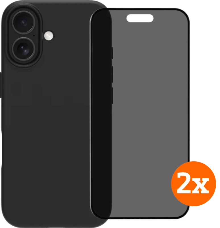 BlueBuilt Back Cover iPhone 17 Zwart + Privacy Filter Screenprotector Duo Pack