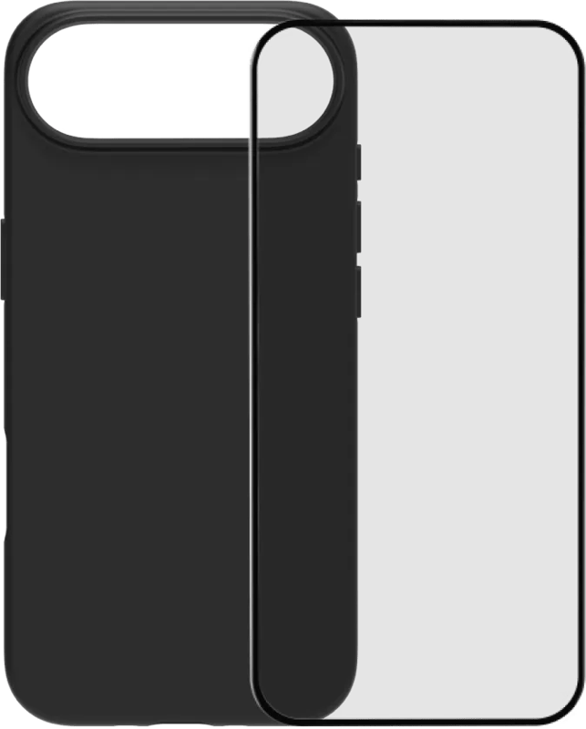 BlueBuilt Back Cover iPhone Air Zwart + BlueBuilt iPhone Air Screenprotector Glas