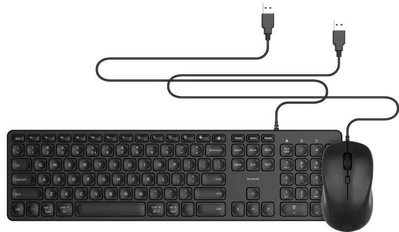 BlueBuilt Bedraad Toetsenbord QWERTY + Filum Bedrade Muis