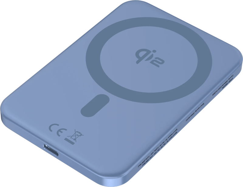 BlueBuilt Draadloze Powerbank met Qi2 en MagSafe 5.000 mAh met Snelladen 20 Watt Blauw