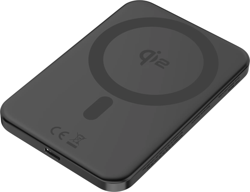 BlueBuilt Draadloze Powerbank met Qi2 en MagSafe 5.000 mAh met Snelladen 20 Watt Grijs