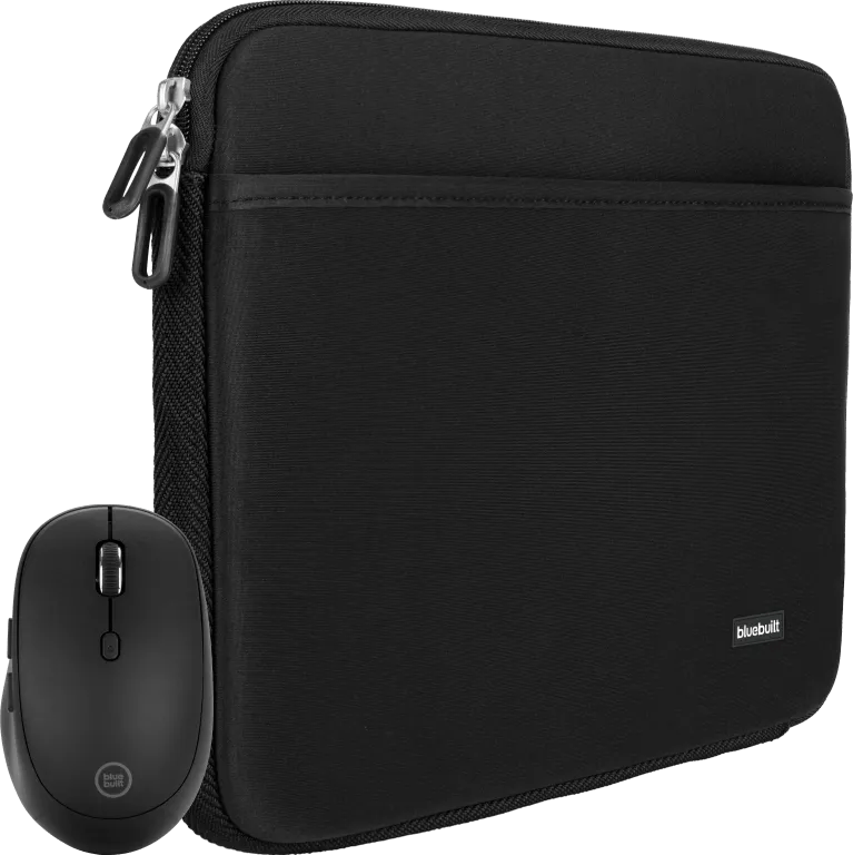 BlueBuilt Laptophoes 36 cm 15 inch S Zwart + Tradendum Draadloze Muis
