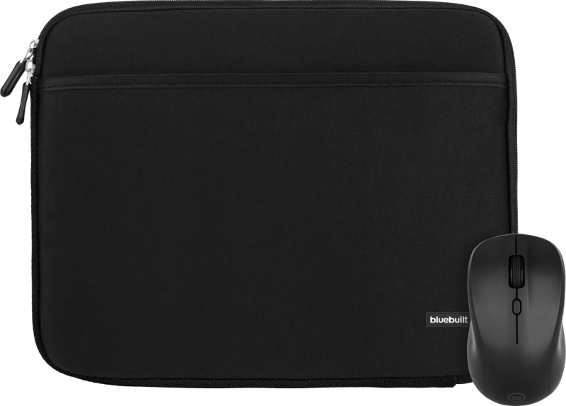 BlueBuilt Laptophoes breedte 32 cm 14 inch Zwart + Nexum Draadloze muis