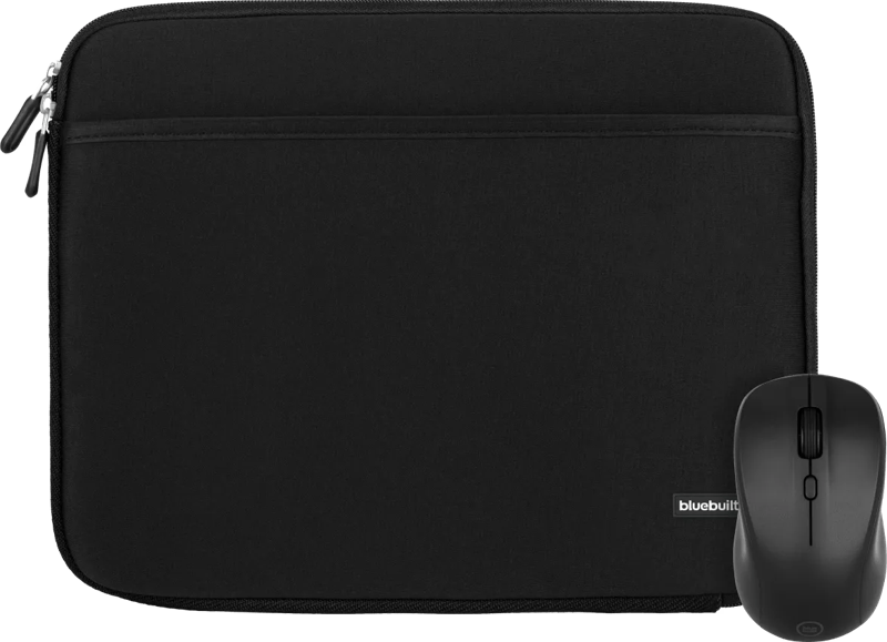 BlueBuilt Laptophoes breedte 33 cm 14 inch M Zwart + Nexum Draadloze muis