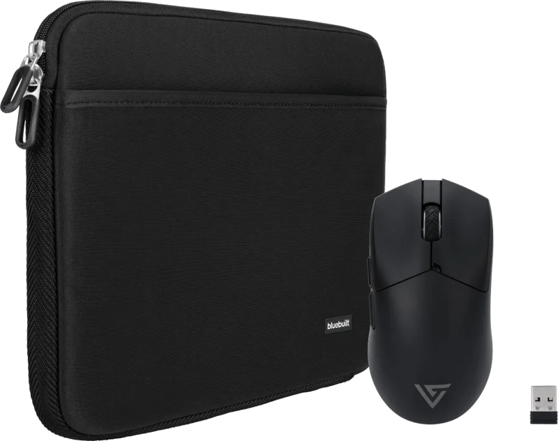BlueBuilt Laptophoes breedte 33 cm 14 inch S Zwart + Vortech Pro Gaming Muis