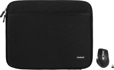 BlueBuilt Laptophoes breedte 37 cm 15-16 inch M Zwart + Maximus Muis