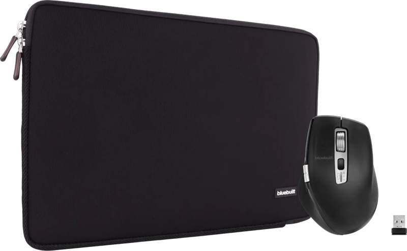 BlueBuilt Laptophoes voor Apple MacBook Pro 16 inch Zwart + BlueBuilt Maximus Draadloze Ergonomische Bluetooth Muis