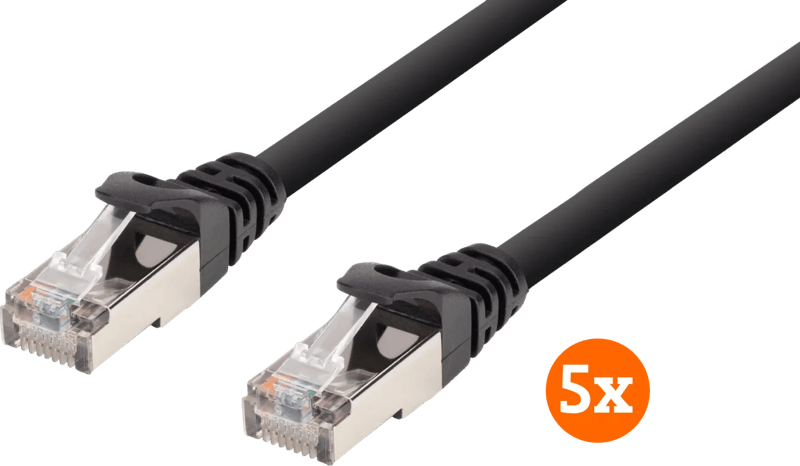 BlueBuilt Netwerkkabel FTP CAT6 5 meter Zwart 5-Pack