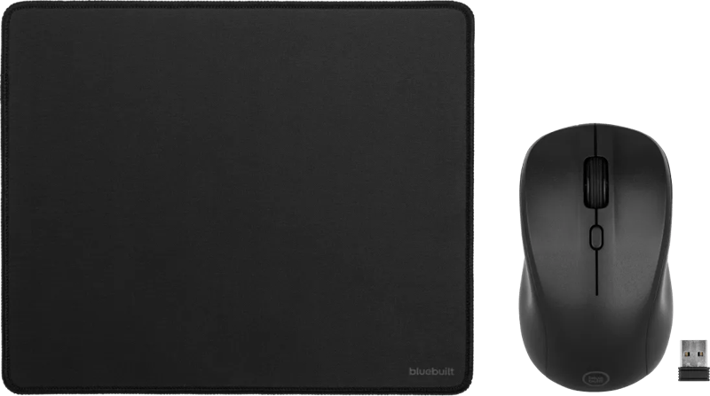 BlueBuilt Nexum Silent Click Draadloze Muis + BlueBuilt Muismat M 20 x 24 cm