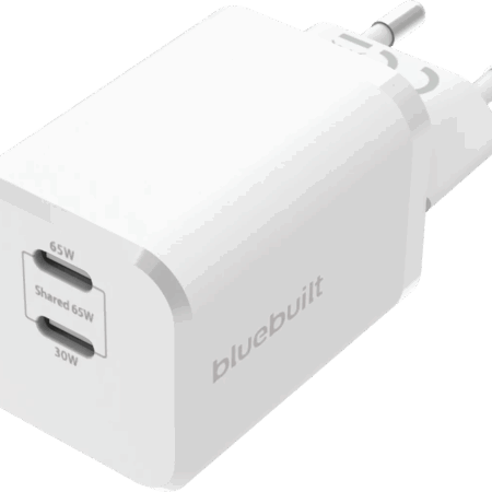 BlueBuilt Power Delivery Oplader met 2 Usb C Poorten 65W Wit