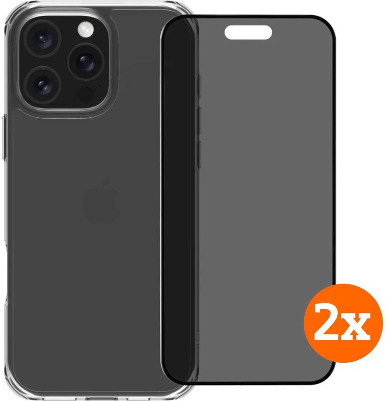 BlueBuilt Protective Back Cover iPhone 16 Pro Max + Privacy Screenprotector Duo Pack