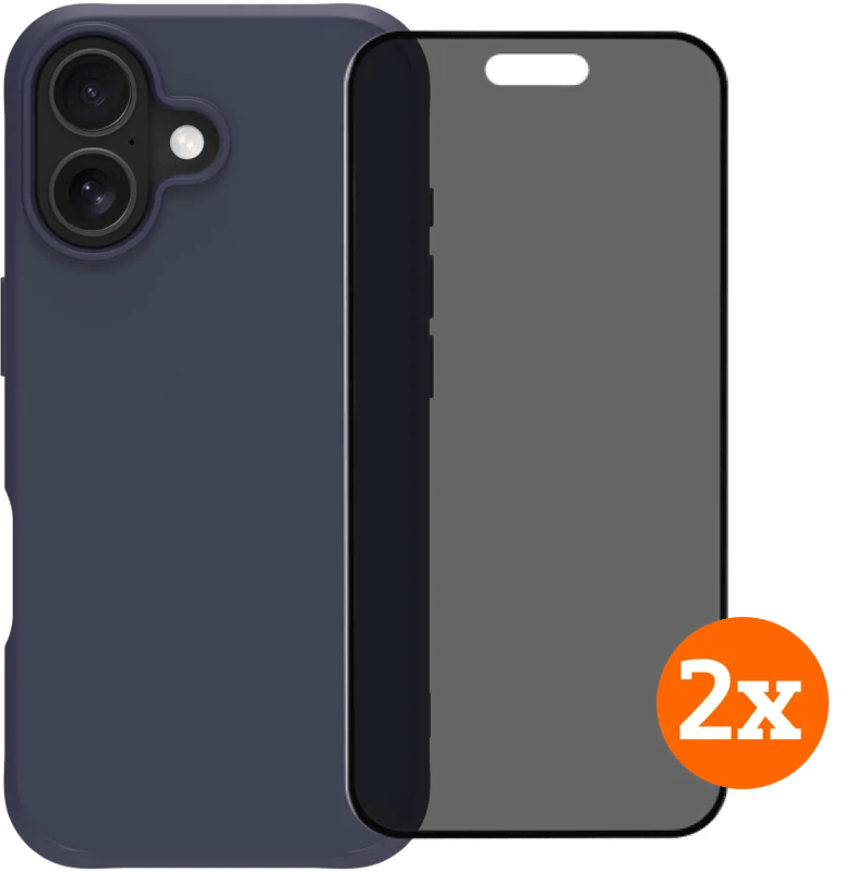BlueBuilt Protective Back Cover iPhone 17 Blauw + Privacy Filter Screenprotector Duo Pack