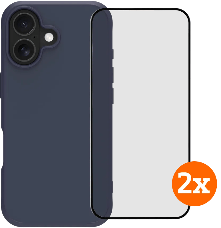 BlueBuilt Protective Back Cover iPhone 17 Blauw + Screenprotector Glas Duo Pack