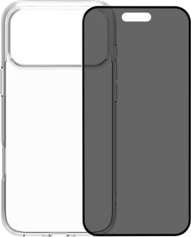 BlueBuilt Protective Back Cover iPhone 17 Pro Max Transparant + BlueBuilt iPhone 17 Pro Max Privacy Screenprotector Glas