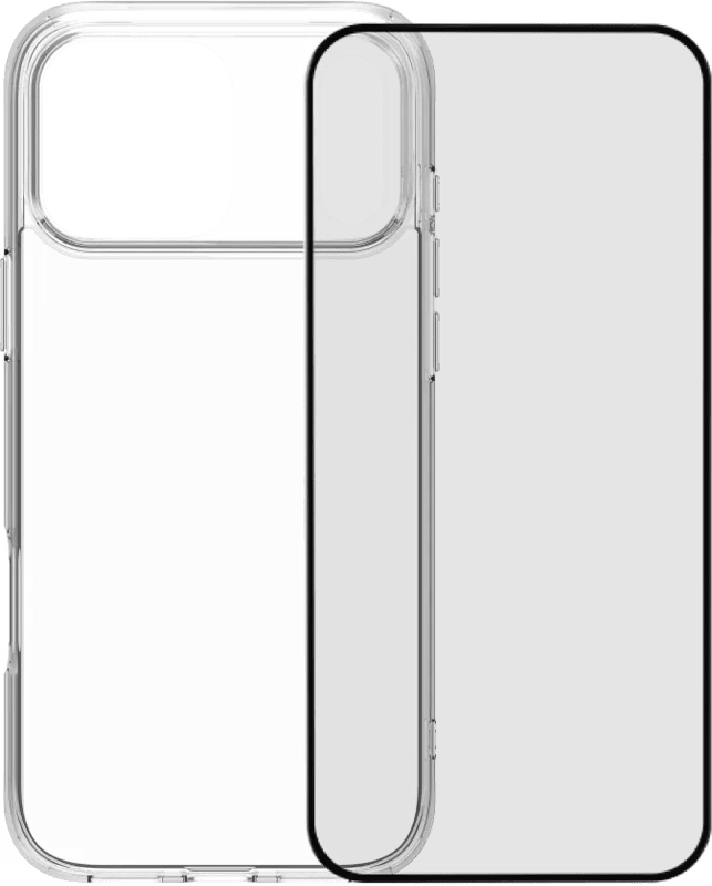 BlueBuilt Protective Back Cover iPhone 17 Pro Max Transparant + BlueBuilt iPhone 17 Pro Max Screenprotector Glas