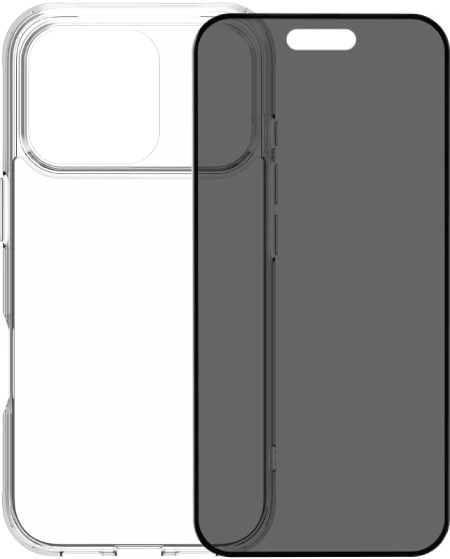 BlueBuilt Protective Back Cover iPhone 17 Pro Transparant + BlueBuilt iPhone 17 Pro Privacy Screenprotector Glas
