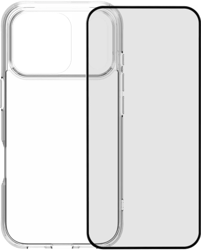 BlueBuilt Protective Back Cover iPhone 17 Pro Transparant + BlueBuilt iPhone 17 Pro Screenprotector Glas