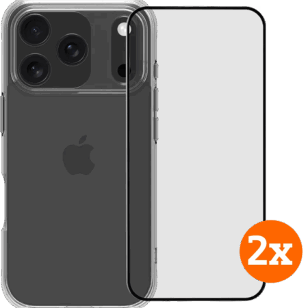 BlueBuilt Protective Back Cover iPhone 17 Pro Transparant + Screenprotector Glas Duo Pack