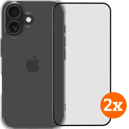 BlueBuilt Protective Back Cover iPhone 17 Transparant + Screenprotector Glas Duo Pack