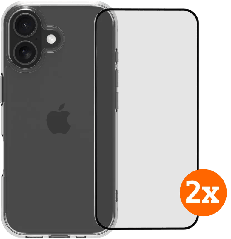 BlueBuilt Protective Back Cover iPhone 17 Transparant + Screenprotector Glas Duo Pack
