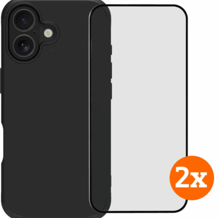BlueBuilt Protective Back Cover iPhone 17 Zwart + Screenprotector Glas Duo Pack
