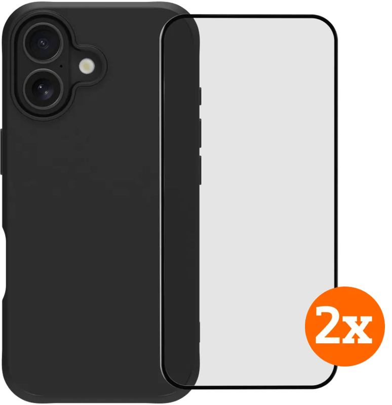 BlueBuilt Protective Back Cover iPhone 17 Zwart + Screenprotector Glas Duo Pack