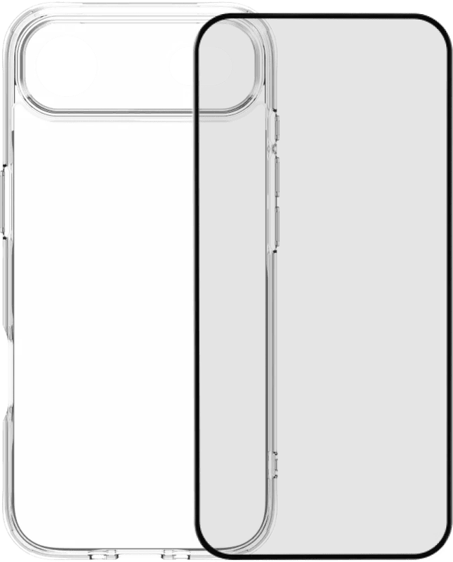 BlueBuilt Protective Back Cover iPhone Air Transparant + BlueBuilt iPhone 17 Air Screenprotector Glas