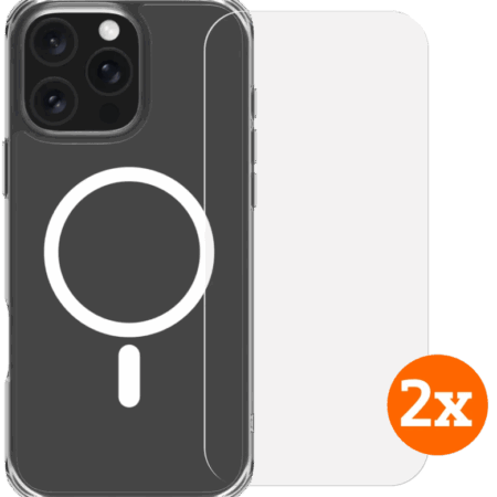 BlueBuilt Protective Back Cover met MagSafe iPhone 16 Pro Max + Screenprotector Duo Pack