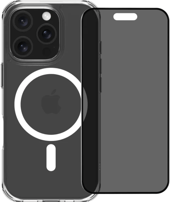 BlueBuilt Protective Back Cover met MagSafe iPhone 16 Pro + Privacy Screenprotector Glas