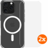 BlueBuilt Protective Back Cover met MagSafe iPhone 16 Pro + Screenprotector Glas Duo Pack