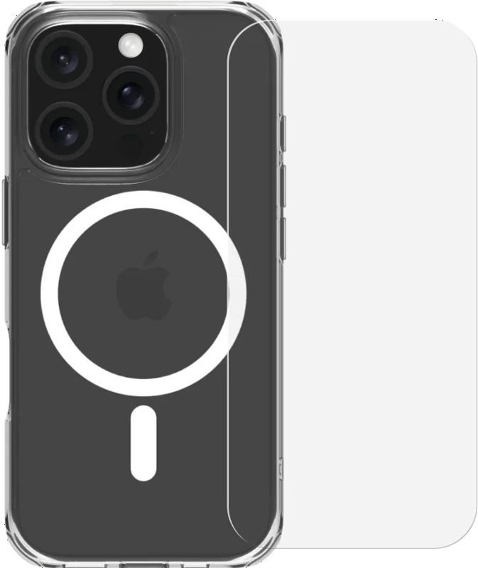BlueBuilt Protective Back Cover met MagSafe iPhone 16 Pro + Screenprotector Glas