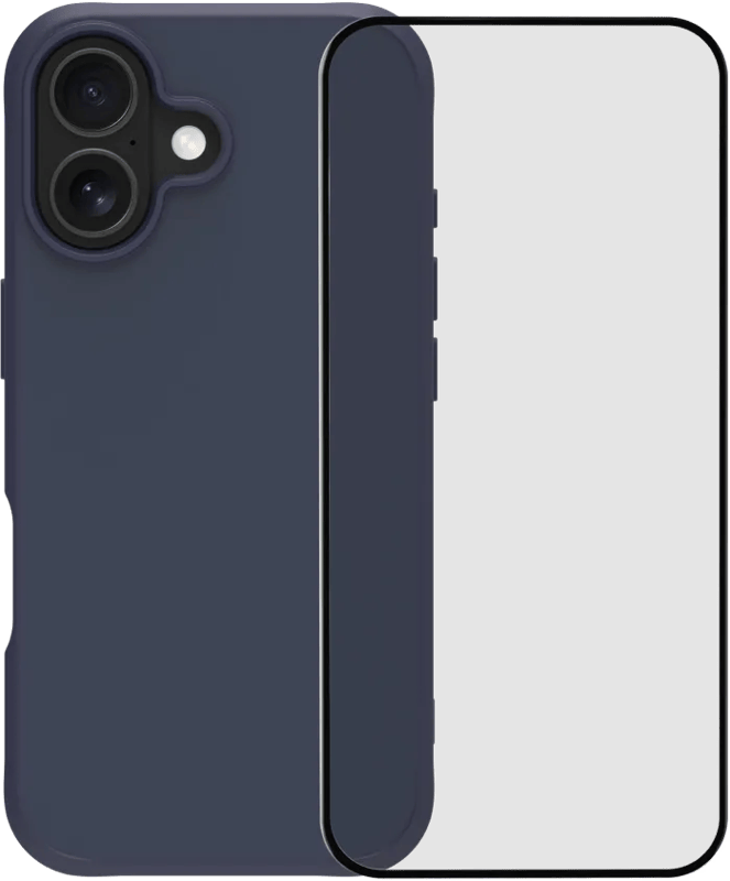 BlueBuilt Protective Back Cover met MagSafe iPhone 17 Blauw + BlueBuilt iPhone 17 Screenprotector Glas
