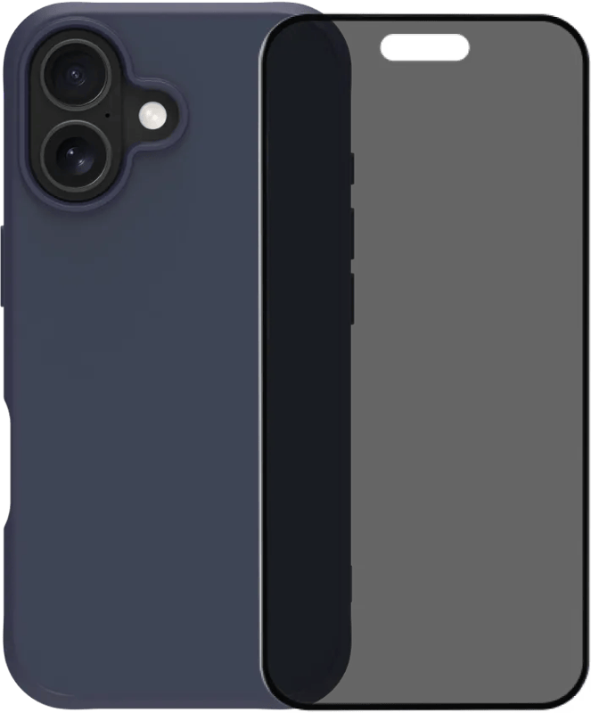 BlueBuilt Protective Back Cover met MagSafe iPhone 17 Blauw + iPhone 17 Privacy Screenprotector Glas