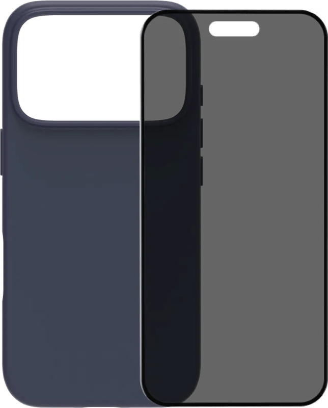 BlueBuilt Protective Back Cover met MagSafe iPhone 17 Pro Blauw + BlueBuilt iPhone 17 Pro Privacy Screenprotector Glas