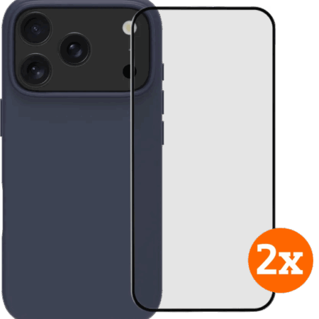 BlueBuilt Protective Back Cover met MagSafe iPhone 17 Pro Blue + Screenprotector Duo Pack