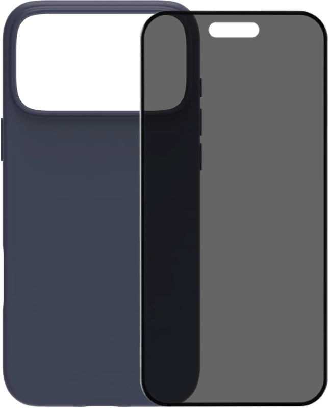 BlueBuilt Protective Back Cover met MagSafe iPhone 17 Pro Max Blauw + BlueBuilt iPhone 17 Pro Max Privacy Screenprotector Glas