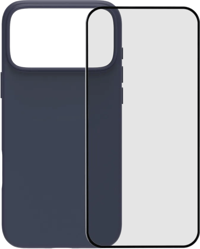 BlueBuilt Protective Back Cover met MagSafe iPhone 17 Pro Max Blauw + BlueBuilt iPhone 17 Pro Max Screenprotector Glas