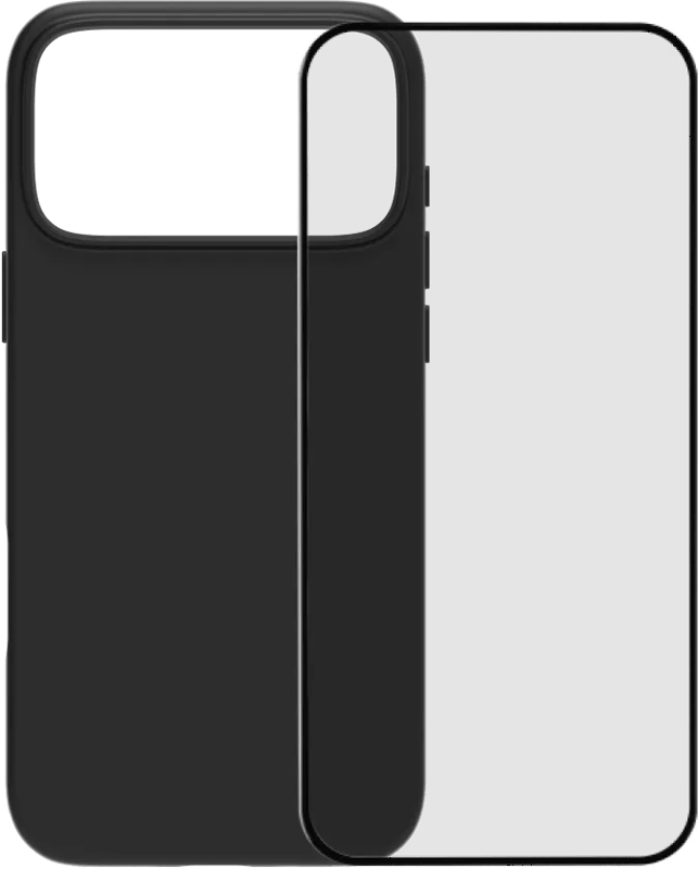 BlueBuilt Protective Back Cover met MagSafe iPhone 17 Pro Max Zwart + BlueBuilt iPhone 17 Pro Max Screenprotector Glas