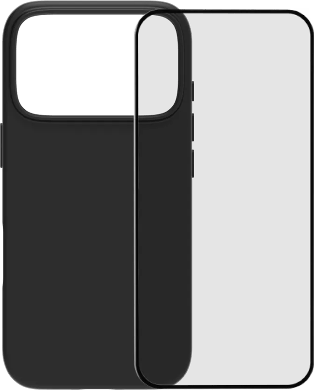 BlueBuilt Protective Back Cover met MagSafe iPhone 17 Pro Zwart + BlueBuilt iPhone 17 Pro Screenprotector Glas