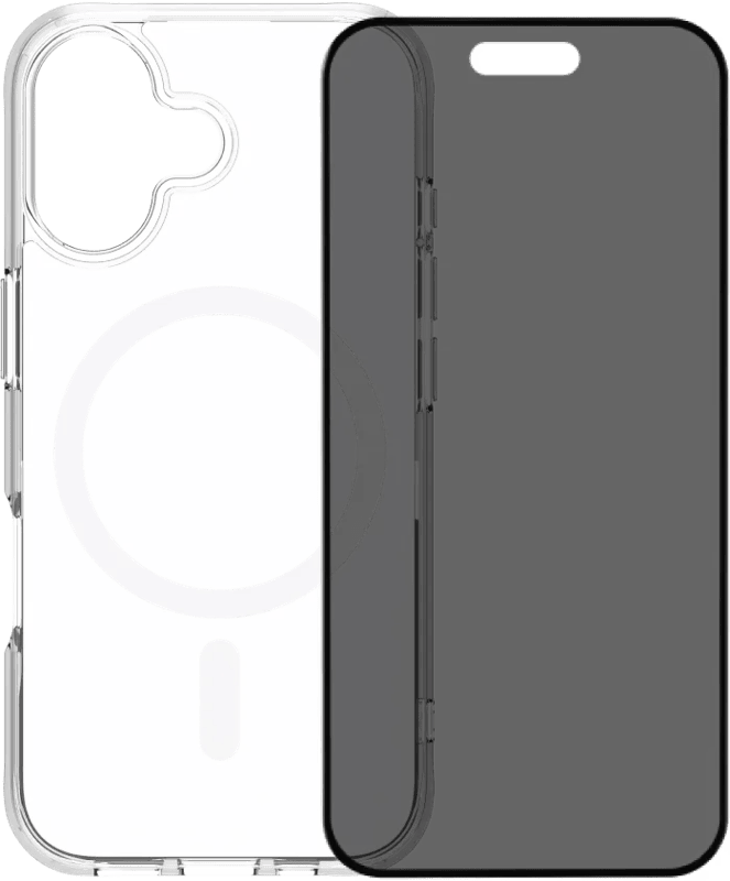 BlueBuilt Protective Back Cover met MagSafe iPhone 17 Transparant + iPhone 17 Privacy Screenprotector Glas