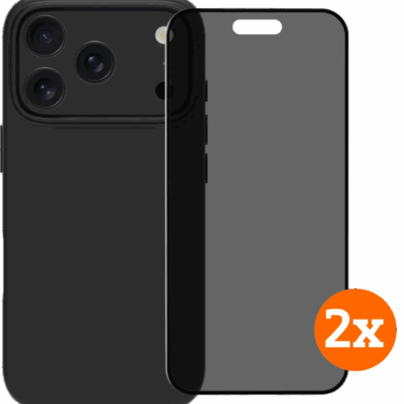 BlueBuilt Protective Cover MagSafe iPhone 17 Pro Black + Privacy Screenprotector Duo Pack