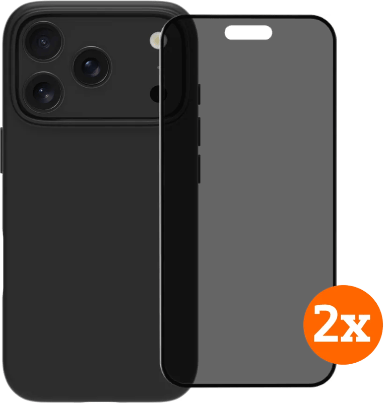 BlueBuilt Protective Cover MagSafe iPhone 17 Pro Black + Privacy Screenprotector Duo Pack