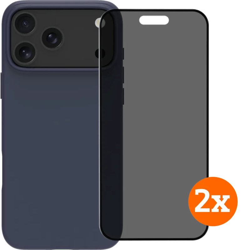 BlueBuilt Protective Cover MagSafe iPhone 17 Pro Max Blue + Privacy Protector Duo Pack