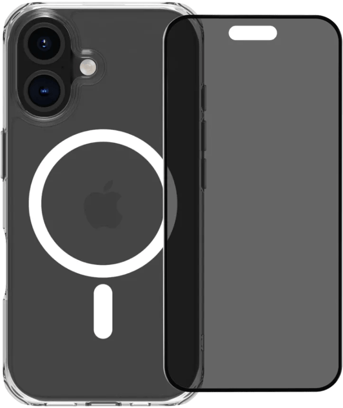BlueBuilt Protective Cover met MagSafe iPhone 16 Transparant + Privacy Screenprotector