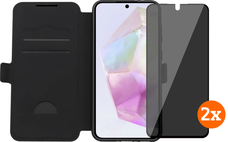 BlueBuilt Samsung Galaxy A36 Book Case Zwart + Privacy Filter Screenprotector Duo Pack