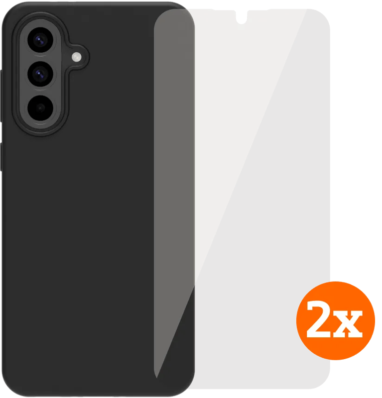 BlueBuilt Samsung Galaxy A56 Back Cover Zwart + Screenprotector Glas Duo Pack
